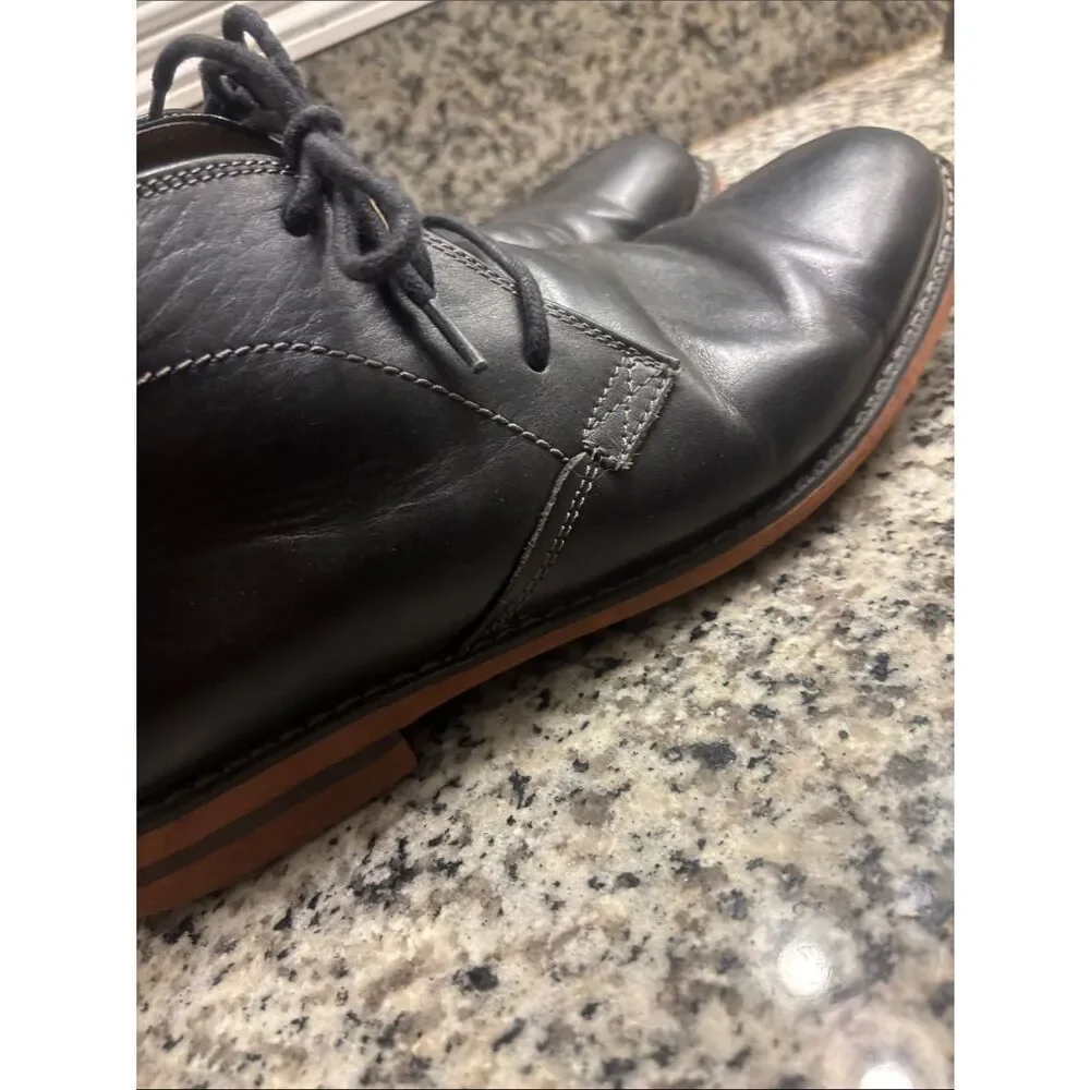 Men's Black Leather Lace-Up Chukka Boots